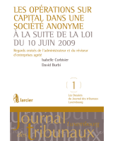 Les opérations sur capital dans une société anonyme à la suite de la loi du 10 juin 2009